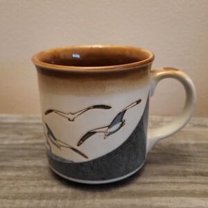 Vintage Otagiri Seagulls Stoneware Mug 1970s Japan